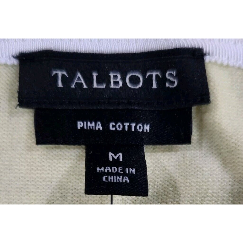 Talbots Sweater Womens Medium Button Down Pima Cotton Blend 3/4 Sleeves NWT FLAW